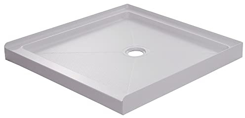 Miseno MNOSB4848 48 x 48 Square Shower Base with Single Threshold and Center Drain - White