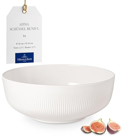Villeroy & Boch – Afina Salat-/ Servierschüssel Groß Weiß, Spülmaschinenfest, Mikrowellensicher, Bowl, große Schüssel, Schale Stapelbar, Premium Porzellan