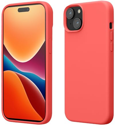 kwmobile Coque pour iPhone 15 Coque - Housse de téléphone Fine en Silicone avec Surface Douce et Anti-Choc - Corail Fluo