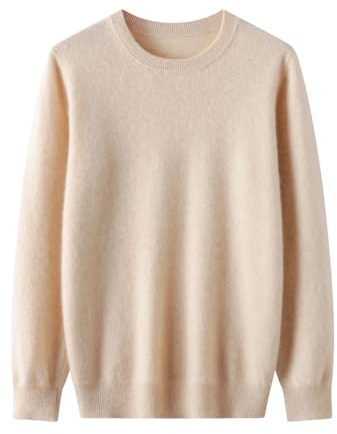 Rfmfkkg Maglione da uomo in cashmere girocollo a maglia spessa pullover lavorato a maglia a maniche lunghe vestibilità slim jumper, Beige, XL
