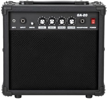 LALAHO Electric Guitar Combo Amp, Portable Volume, Treble, Bass, and Middle Controls Amplifier with Headphone Jack Ideal for Practice and Performances Lightweight Compact, Black
