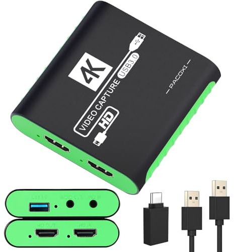 Capture Card for Nintendo Switch 2, Switch 1, OLED, Steam Deck, PS4, PS5, Xbox, USB3.0 1080P 60FPS Streaming, 4K@30Hz HDMI Passthrough, Plug and Play, Compatible with OBS,YouTube,TikTok, Mac,Windows