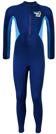 Maeau Swimsuit Kids One Piece Rash Guard Boys Swimming Costume Long Sleeve Full Body Swimwear Bathing Suit UPF 50+ Zipper Beach Water Sports 7-8 Years Blue