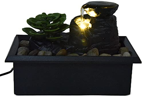 Fuente de Mesa, Relajación Fuente de Agua de Sonido Relajante con Luz LED, USB 3V Decorativa Zen Meditación Fuentes de Cascada para Decoración de Interior, Hogar y Oficina