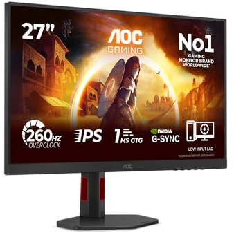 AOC 27G4ZR 27 FHD Monitor 260Hz Fast IPS Panel 0.3ms MPRT Adaptive Sync HDR10 G-Sync kompatibel höjdjustering (1 920 x 1 080, 2 x HDMI 2.0, DisplayPort) svart