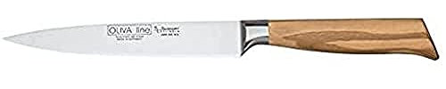 Burgvogel Solingen Filiermesser 15 cm geschmiedet Olivenholz, Oliva Line, rostfrei, deutsches Filetiermesser, hell, scharf, Braun Beige