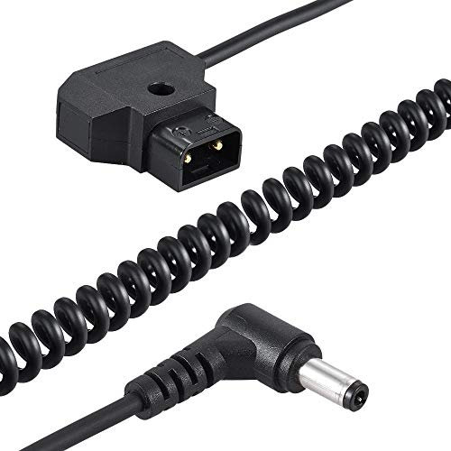 Andoer Coiled 1.5m D-Tap 2 Pin Stecker auf DC 5.5 * 2.1mm Adapter Kabel Verlängerung elastische Linie für V-Mount Anton Batterie DSLR Cage Rig Stromversorgung