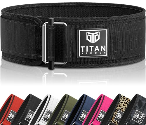 Titan Armour® Premium Self-Locking Weight Lifting Belt | Gym belt: Powerlifting, Deadlift, Olympic Lifts, Squats | Functional Weightlifting Belt | Men & Women | UK Brand (Black, Medium)