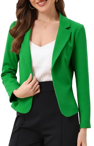 Allegra K Blazer Court Femme Manches Longues Veste d'affaires Décontractée Ouvert sur Le Devant Vert Herbe S