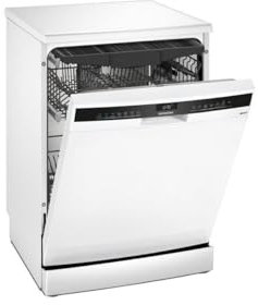 Siemens SN23HW02ME iQ300, Freistehender Geschirrspüler 60 cm, Besteckschublade, Programm-Assistent, Oberkorb höhenverstellbar, Bestätigte Hygieneleistung, Maschinenpflege-Programm, aquaStop, Weiß