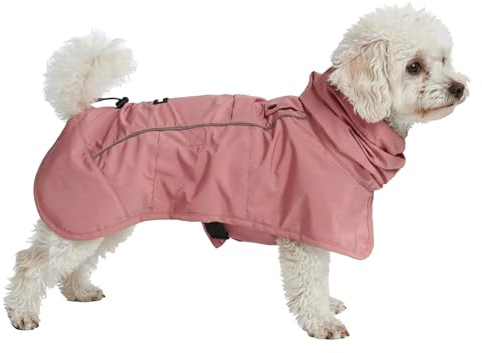 Spark Paws Hunderegenmantel, wasserdichte Winddichte Regenjacke, für kleine, mittlere, große und extra große Hunde, reflektierend, atmungsaktiv, mit vollständigem Körperschutz - Sea Pink, M