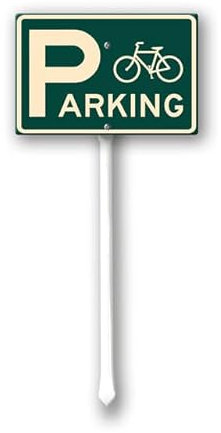 Geroclonup Cartello per parcheggio con bicicletta, con paletto, 20 x 30 cm, cartello in alluminio robusto per uso esterno, impermeabile, decorazione per esterni, per prato, cortile, giardino