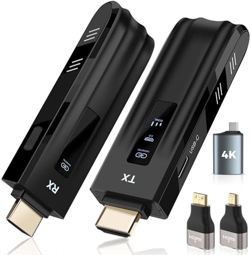 Transmisor y Receptor HDMI inalámbrico, visualización LED Mejorada, decodificación 4K y Salida 1080P, Extensor HDMI inalámbrico portátil Plug and Play de 2.4G/5G, Compatible con
