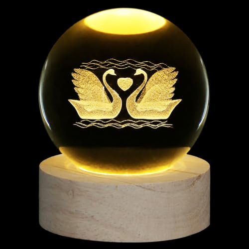 XIANNVXI 3D Double Swan Crystal Ball Paperweight Ornament,His and Hers Gift | 60mm,Meaningful Gifts for Him and Her,Matching Presents for Couple for Anniversary Valentines Engagement Decorations