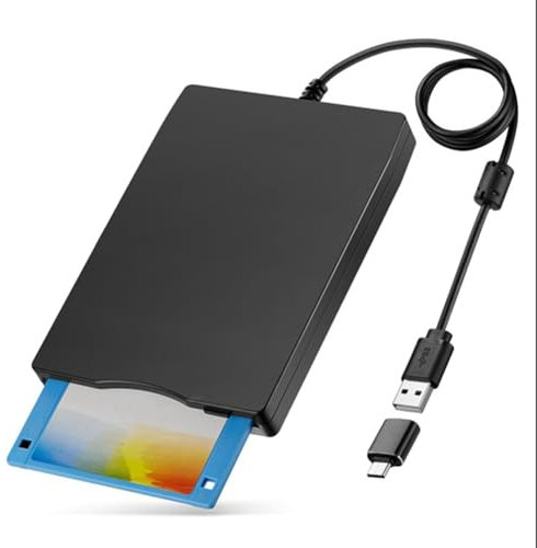 Aiciyimo Floppy Disk Reader 3.5 Inch External USB Type A&C Floppy Disk Drive Floppy Disc Reader for Laptop