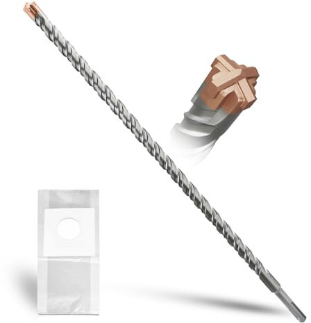 METOTY SDS Plus punta per trapano a percussione 16mm×460mm, con 4 taglienti in metallo duro, testa con rivestimento, per pietra, calcestruzzo, pietra naturale, muro di mattoni