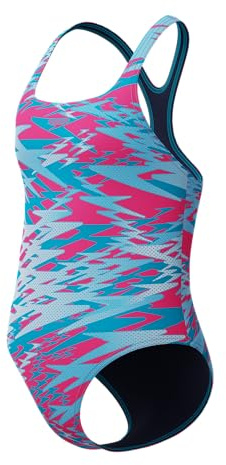 Speedo Hyperboom Print Medalist One Piece Costume da Bagno per Bambina, Blu, 10 Anni