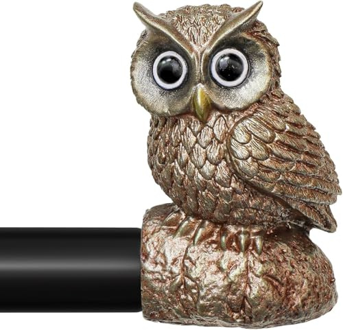 Gormena Gold Owl Curtain Poles for Eyelet Curtains 80-365cm Antique Style | Extendable Adjustable Metal Heavy Duty 15kg 25mm Diameter Curtain Rod with Animal Decorative Finials for Bedroom Living Room