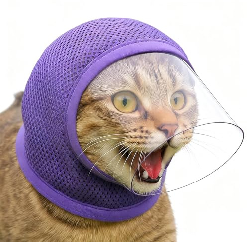 Yonuaret Muselière aérienne pour chat, résistante aux morsures et respirante, protection du visage, douce, pour soins des chats, pour la maison, costumes, accessoires pour animaux de compagnie