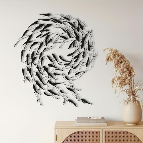 Decorazione da Parete in Metallo Scultura da Parete A Forma di Pesce in Stile Art Déco Decorazione per La Casa Costiera Tema Animale Non Richiede Elettricità Elegante Ornamento da Appendere 40 X