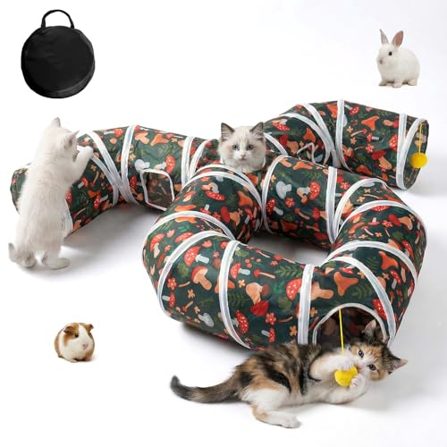 Tunnel per gatti per intrattenimento al chiuso, resistente agli strappi, con palla da gioco, tubo pieghevole con spioncino interattivo, ideale per gattini, cuccioli, conigli (a forma di polpo)