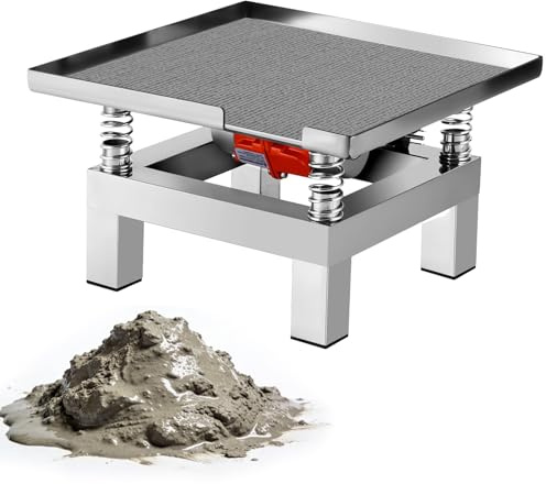 HCAUYNN Mesa de Vibración para Hormigón, Herramienta Vibratoria Acero Hormigón 35x35 cm, Banco de Pruebas de Vibración 50W Acero Inoxidable para Moldes y Laboratorio 13.8x13.8in/35x35cm
