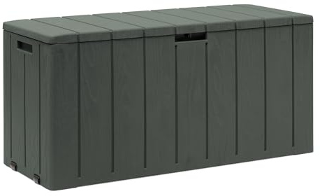 Toomax Baule Multibox Bravo 270L, finitura effetto legno verde foresta in plastica resistente 117,5x45x56h cm, montaggio semplice, baule portattrezzi ideale per interni ed esterni