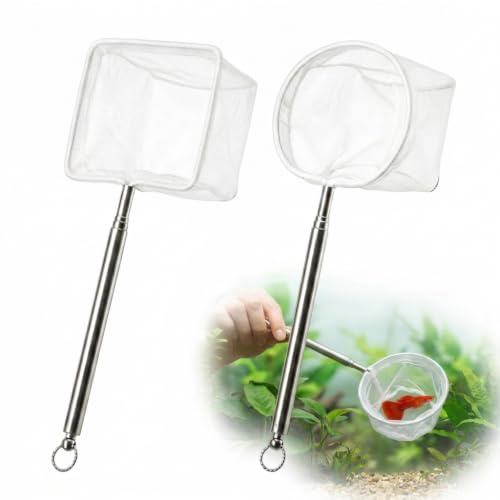 Set 2 Épuisettes Aquarium - Durdiiy Carrée Ronde Manche 13-40cm