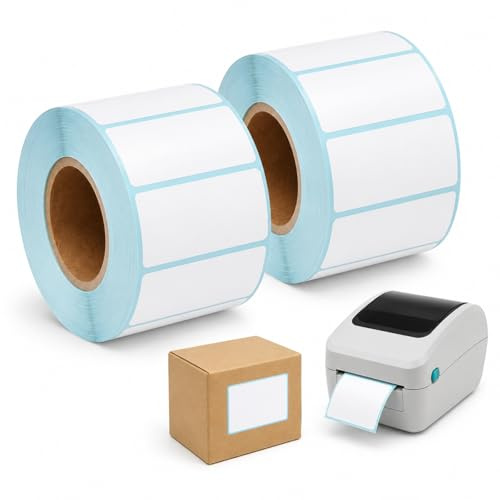 2 Rolls 600PCS Label Maker Tape, 40x30mm Thermal Labels Multipurpose Blank Self-Adhesive Barcode Stickers for Shipping, Packaging, Address & Inventory - Compatible with Most Direct Thermal Printers