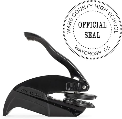 Custom Official Seal Embosser (1.63″×1.63″) – Personalized Book & Library Embossing Stamp – Raised Paper Imprint Seal for Office, Library, Classroom & Certificates