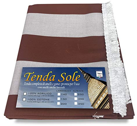 Rideau pare-soleil d’extérieur, pour jardin ou balcon, à rayures marrons, 140 x 350 cm