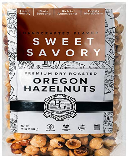 Oregon Natural Hazelnuts, Farm Fresh and Direct Sweet Savory Premium Dry Roasted Hazelnuts – Kosher Certified - 1 LB Bag