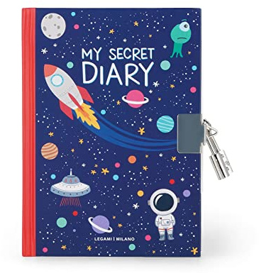 Legami - Diario secreto con candado, 328 páginas, con marcador de página, de papel certificado, 11 x 15,5 cm, tema Space