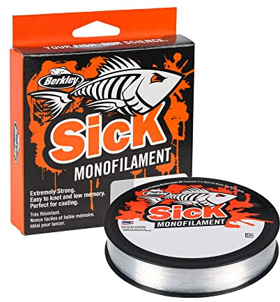 Berkley Sick Nylon-Angelschnur – Monofil-Angelschnur mit geringer Dehnung, wenig Drall, abriebfest und perfekt zum Süßwasser- oder Meeresangeln, farblos