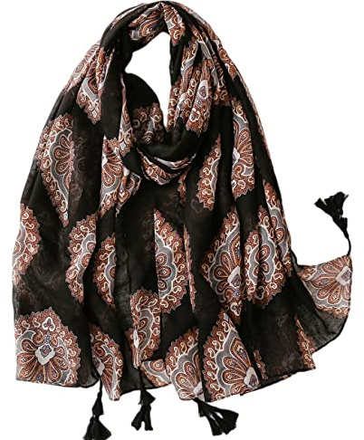 FAIRYGATE Schal Damen Schals & Tücher Halstuch für Sommer Frühling Ganzjährig XXL Tuch Damenschal Multifunktionstuch Stola Tuch mit Quasten 17233, 90 * 180 cm