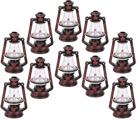 DOITOOL 10Pcs Mini Lanterna Lanterna Lampada a Olio Vintage Appesa a Cherosene Casa Delle Bambole in Miniatura per Micro Paesaggio Ornamento Decorazioni per Feste di