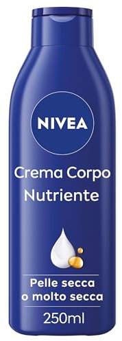 NIVEA Crema Corpo Nutriente 250 ml, Crema idratante corpo 72h arricchita con Acido Ialuronico Puro, Olio di Mandorla e Siero Nutrimento Intenso, Crema corpo idratante pelle secca o molto secca