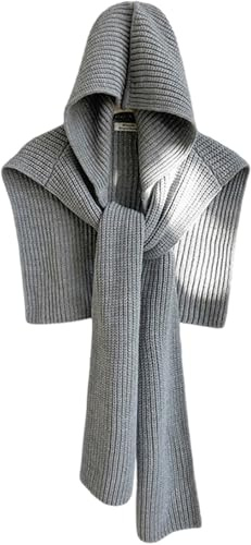 Joygoodta Bufanda de capó, Bufanda de Punto Gris con Capucha, bufón de Balaclava de Invierno, Larga, Bufandas para Mujeres para Mujeres