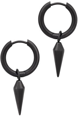 Ticome Minimalist Spike Huggie Small Hoop Dangle Drop Earrings,Hip Hop Rock Gothic Dangling Charm Hoop,Cartilage Tragus Helix Geometric Earrings Punk Gift