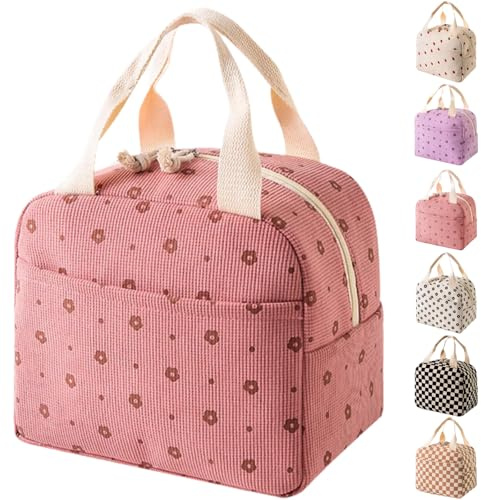 Arae Borsa Termica Porta Pranzo Piccola per Donne, Borse Frigo Isolate Riutilizzabili 9L con Scomparti - Leggera, Impermeabile per Ufficio, Spiaggia e Viaggi, rosa