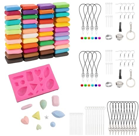 Polymer Clay Modelling Kit – 48 Colour Air Dry Craft Clay Set with Sculpting Tools & 82 Accessories – Soft Non-Toxic DIY Clay for Adult' Art Projects, Jewellery Making & Creative Gifts – 20g