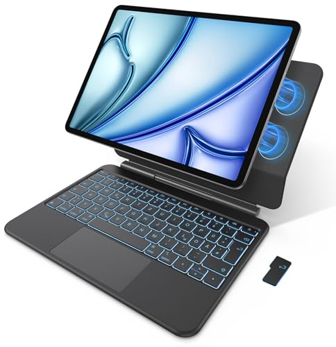 OMOTON Tastatur Hülle für iPad Air 11 Zoll (M4/M3/M2, 2026/2025/2024), Magnetische Magic Keyboard für iPad Pro 11(4/3/2/1 Gen)/Air 5/4, Deutsches ISO Layout QWERTZ, Präzises Multi-Touch Trackpad