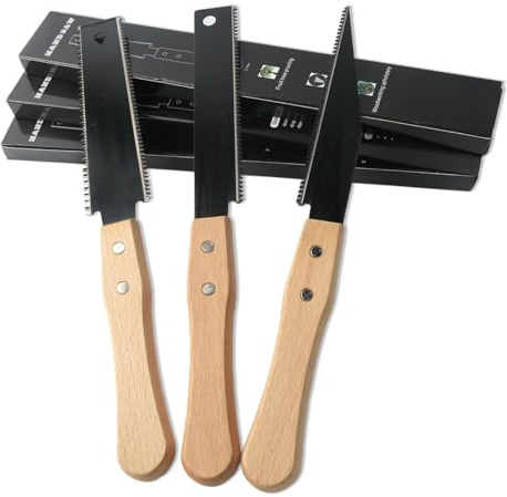 Japansäge Handsäge 3-Teilig: Feinzahnsäge Mit Spitze, Flachkopf & Doppelseitig, 96 Zähne, 150mm Klinge, Griff Aus Buchenholz, Dübelsäge für Präzise Holzbearbeitungswerkzeuge