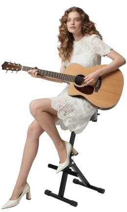 Tagowao Tabouret de guitare avec dossier réglable en hauteur avec dossier - Tabouret de musique polyvalent - Tabouret de batterie pour scène et studio d'enregistrement - Charge maximale : 100 kg