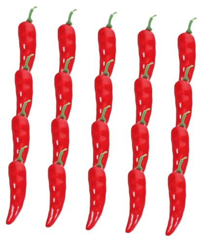 INOOMP Lot de 20 Faux Piments Rouges Réalistes en Mousse, Modèles Alimentaires Décoratifs Miniatures, Accessoires Photo pour Décoration Intérieure, Ambiance la Cuisine et Restaurant