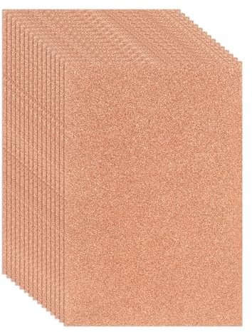 sourcing map 15 fogli in schiuma EVA, 30 x 20 cm, 2 mm di spessore, autoadesivi, glitterati, per aule, scrapbooking, progetti artistici fai da te, colore oro rosa