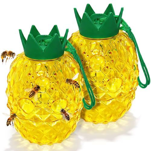 SilverChry 2Pcs Atrapador de Avispa para Jardín, Trampero de Abejas de Piña, TrampaAvispas Exterior, Trampa para Avispas Viva, Trampa Avispas Asiaticas, TrampaAvispas Exterior Jardin Balcon