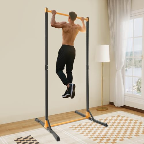 Sbarra per trazioni Power Tower, stazione per trazioni con 2 anelli, altezza regolabile in 11 livelli (160-215 cm), portata 400 kg, attrezzo fitness per casa