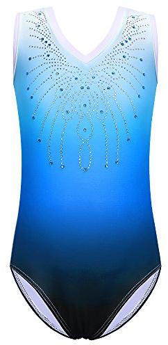 ZNYUNE Mädchen Farbverlauf Gymnastikanzug B180 Blue 14A