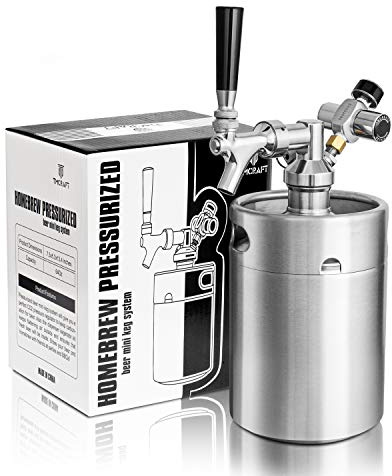 TMCRAFT 64oz Mini Keg Growler, Pressurized Stainless Steel Home Keg System